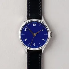 anOrdain Model 1 35mm Parisian Blue, vitreous enamel dial, on black shell cordovan strap
