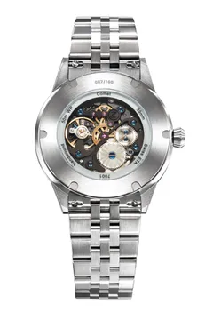 Zelos Comet 39 display caseback showing the reworked Peseux 7001