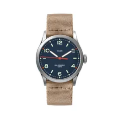 Vaer C3 Design Navy Solar 36mm on khaki nylon strap