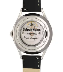 Mr Jones Colour Venn display caseback showing the Swiss automatic movement