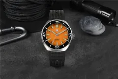 San Martin SN045-C1 with orange dial on black rubber strap