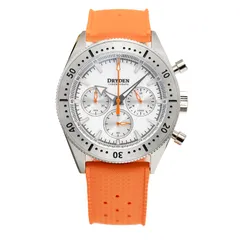 Dryden Chrono Diver Series 1, Porcelain White dial on orange rubber strap