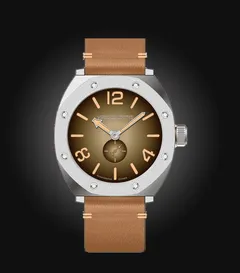 Viribus Unitis IR27 Vintage, bead-blasted steel case, brown gradient dial without date, on brown leather strap