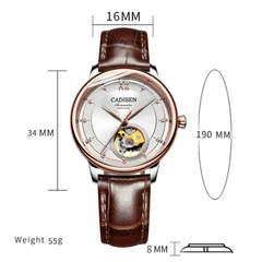 Cadisen C8140L dimension drawing (34mm, 8mm thick, 16mm strap, 55g)