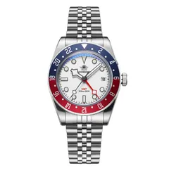 Addiesdive AD2044 GMT with white dial on a jubilee-style bracelet