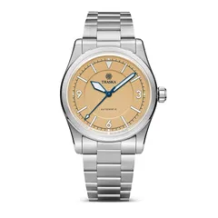 Traska Summiteer 36, yellow dial, on bracelet, front view