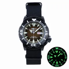 Heimdallr Sharkey Ocean Monster in black PVD with olive dial on nylon band