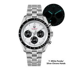 Watchdives WD1863 white panda dial with silver chronograph hands