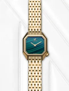 March LA.B Lady Mansart Malachite, gold PVD case
