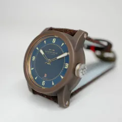 Schofield B3 in patinated bronze, side view showing the crown