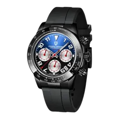 Pagani Design PD-1687 with black-coated case and blue dial on rubber strap