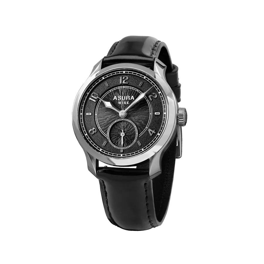 Wise Asura AS-210A in 904L steel, dark grey dial with Arabic numerals and small seconds, on M1 Shadow shell cordovan strap