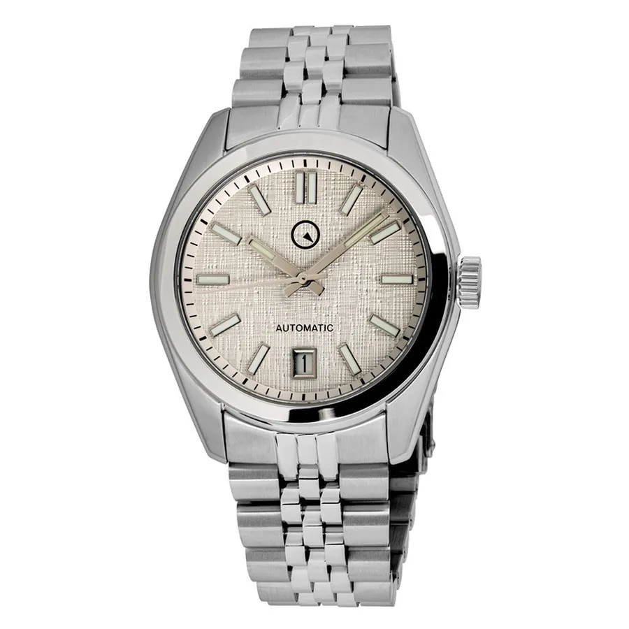 Islander Brookville Hi-Beat with off-white linen dial, date at 6 and jubilee-style bracelet