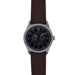 Bernhardt Captain Nocturne, dark purple guilloché dial, on brown leather strap