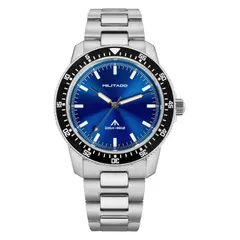 Militado ML25 with blue sunburst dial, polished case and bracelet