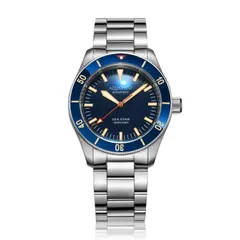 Aquatico Sea Star V2 with blue no-date dial and blue ceramic bezel