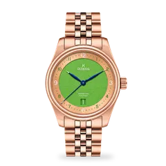 DuFrane Waterloo, rose gold PVD case, green linen dial
