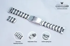 Wise Adamascus AD8 904L steel bracelet with tool-free resizing, adjustable clasp and quick-release spring bars