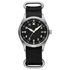 Addiesdive H2 with sterile black dial on a black nylon strap
