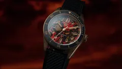 Selten Salvage Bronze Red Sunset, hand-patinated dial, black ceramic bezel, on black rubber strap