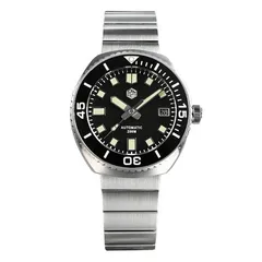 San Martin SN045-G with matte black dial on steel bracelet