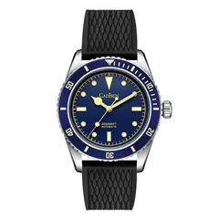 Cadisen C8206 with blue dial and bezel on a black rubber strap