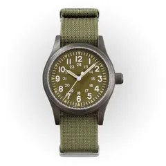 Militado ML05B in antique bronze PVD with olive green dial on green nylon strap