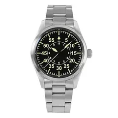 San Martin SN030-G-V2 with Type B black dial on steel bracelet