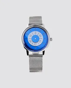 Anicorn Series K452 Azure with phthalo-blue discs on a steel Milanese bracelet