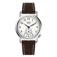 KUOE Old Smith 90-007, White, Blued Hands, on cordovan leather strap