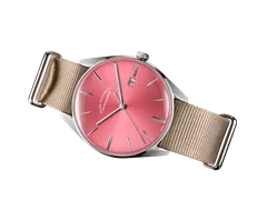 ELKA D06-0901, sunbrushed baby pink dial, on beige NATO strap