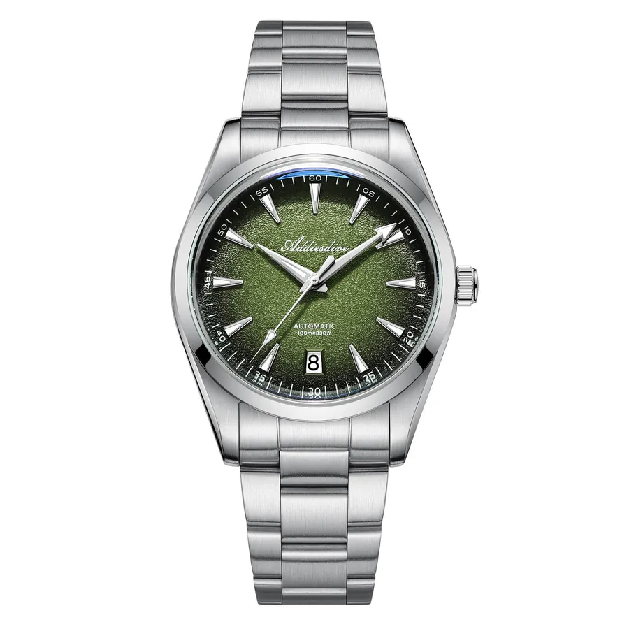Addiesdive AD2094 with green gradient sparkle dial on a three-link steel bracelet
