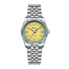 Addiesdive AD2535 with textured yellow dial and turquoise chapter ring