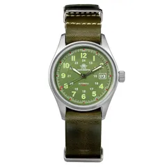 Addiesdive AD2048 green dial on an olive leather strap