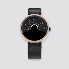 Anicorn Series 000 Rose Gold & Black concentric-disc dial on a leather strap