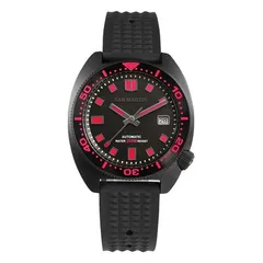San Martin SN0068G-DH black IP with red markers on rubber strap