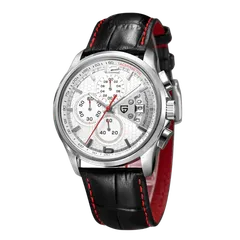 Pagani Design PD-3306 with white honeycomb dial and red accents on black leather strap