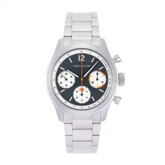 Oak & Oscar Atwood Charcoal Reverse Panda, charcoal dial with white subdials, on steel bracelet