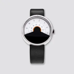 Anicorn Series 000 Silver & White concentric-disc dial on a leather strap
