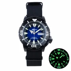 Heimdallr Sharkey Ocean Monster in black PVD with blue dial on nylon band