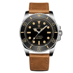 Pagani Design PD-1694 Yellow on brown leather strap