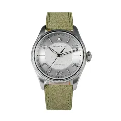 San Martin SN033-C with silver dial on green leather strap