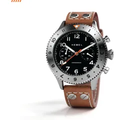 Hemel HFT20, black dial, steel 12-hour (GMT) bezel
