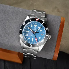 Raven Custom 39mm GMT Diver, blue dial