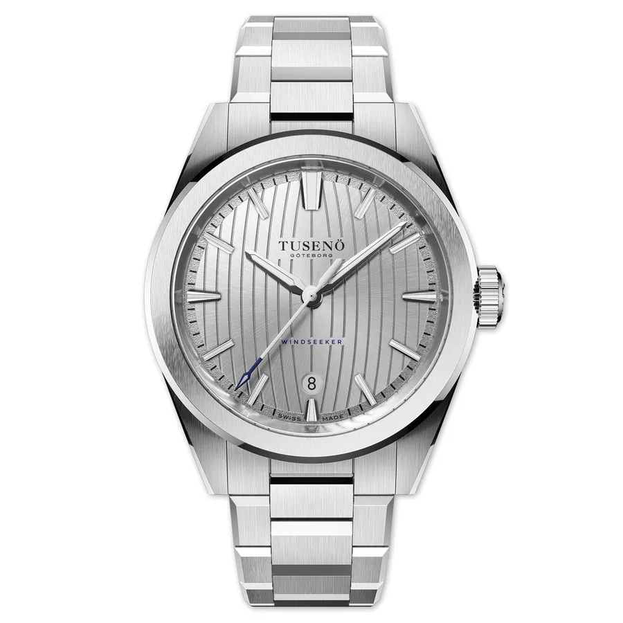 Tusenö Windseeker Silver, silver dual-surface dial on steel bracelet