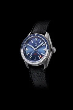 Zelos Horizons GMT 200m SS Cobalt Blue, blue sunburst dial and blue and light grey 24-hour bezel