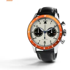Hemel Hawkeye Chronograph, parchment white dial, orange aluminium bezel