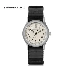 Militado ML14 V2 (VH31, Sapphire), Cookie Cream dial, on black nylon strap