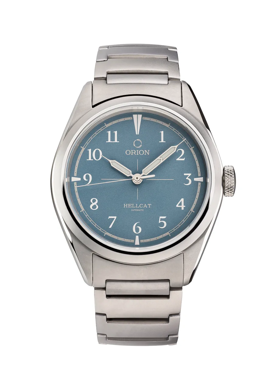 Orion Hellcat, F6F Blue no-date dial, on bracelet