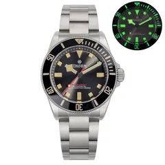 Thorn SHY036 with grey-black dial, gold markers and black ceramic bezel on the titanium bracelet